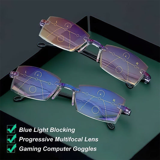 New Diamond-cut Bifocal Progressive & Anti-blue Eyewear Ultralight Reading Glasses