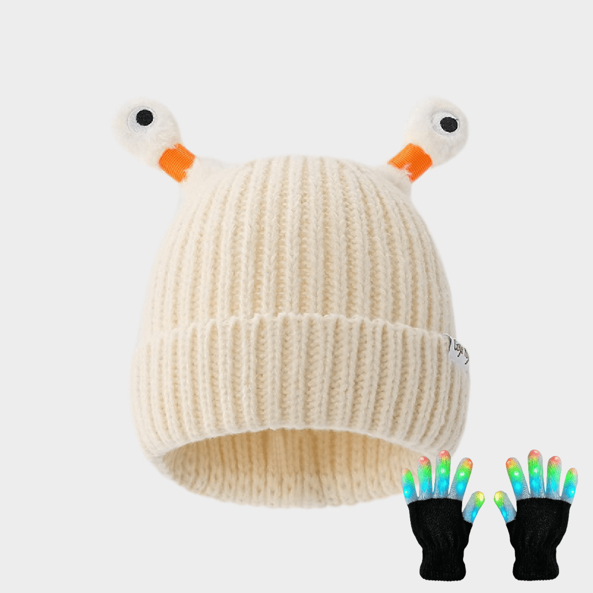 🔥Winter Parent-Child Cute Glowing Little Monster Knit Hat/Cute glowing little monster knitted hat