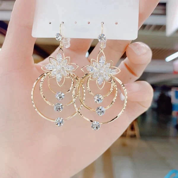 Trendy Rhinestone Long Tassel Earrings