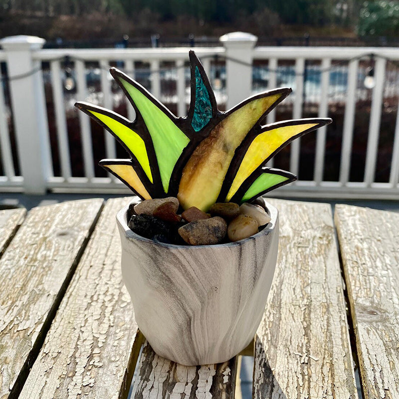 Stained Agave Plant Flower Pot Ornament