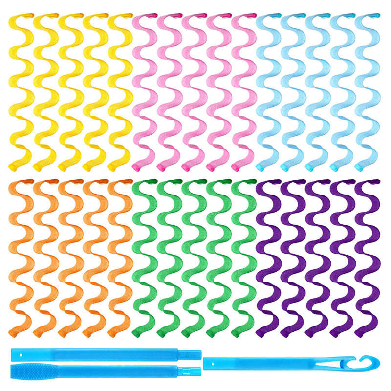 Spiral Curling No Heat Curling Iron With Hair Hook (24 Pcs)