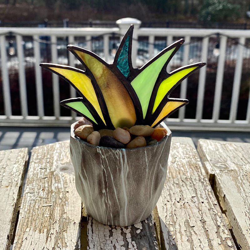 Stained Agave Plant Flower Pot Ornament