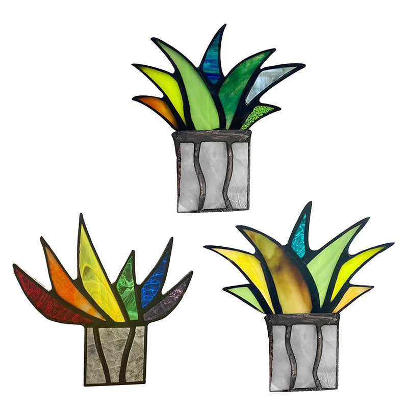 Stained Agave Plant Flower Pot Ornament