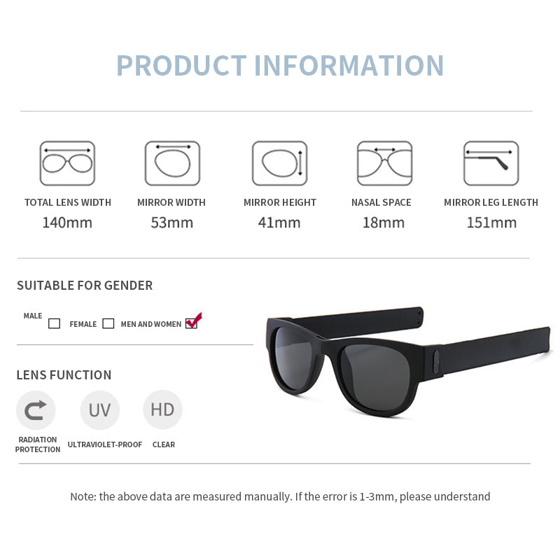 Folding Sunglasses with Slap Bracelet Arms