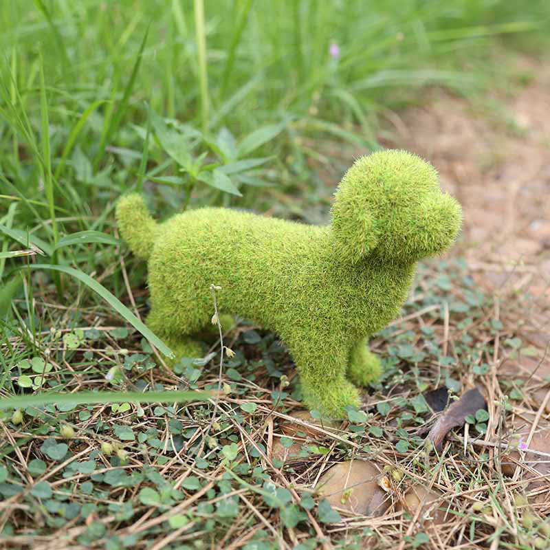 Moss Animal Statue Green Fuzzy Flocked