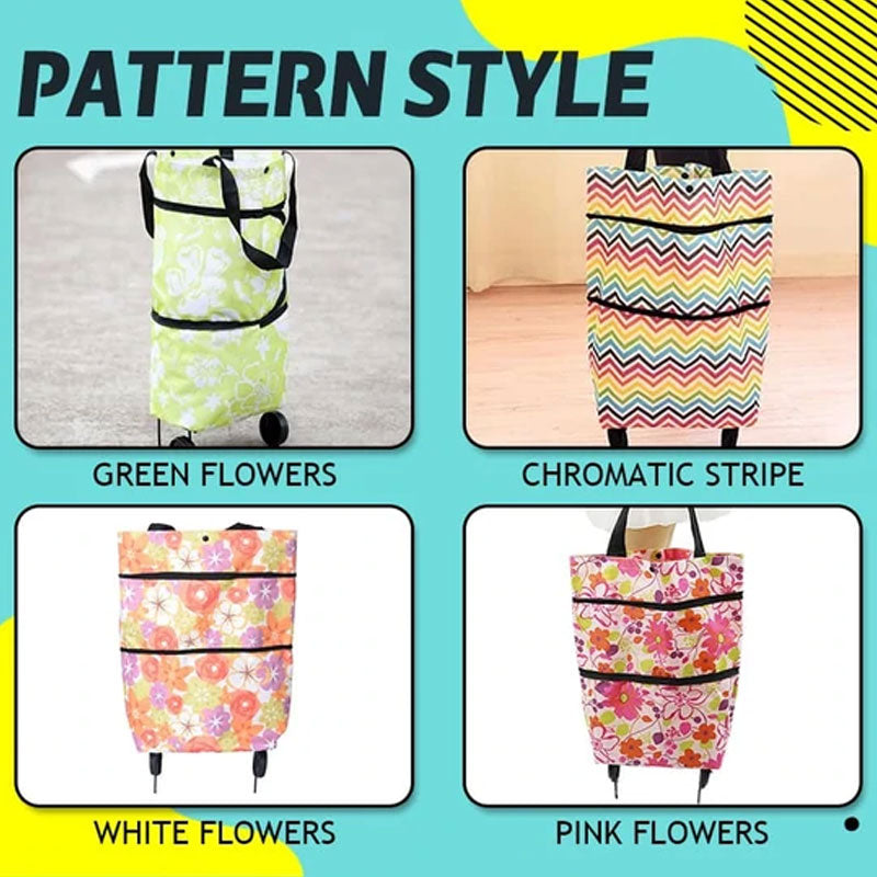 Folding Shopping Bag Collapsible Trolley Bags with Wheels