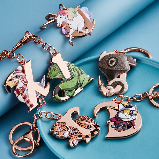 Metal 26 Letters & Animal Keychain