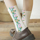 Vintage Embroidered Flower Socks (5 pairs)