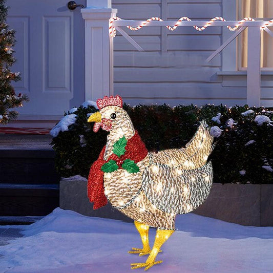 Christmas Pre-Sale Light-Up Chicken with Scarf Holiday Decoration