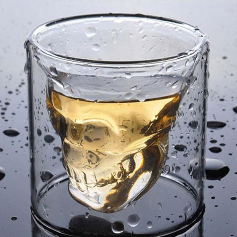 Double Walled Skull Glass Mug For Hot & Cold Drinks