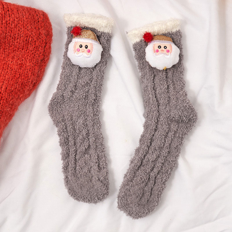 🎁🎅Cute Cartoon Coral Velvet Non-slip Christmas Socks
