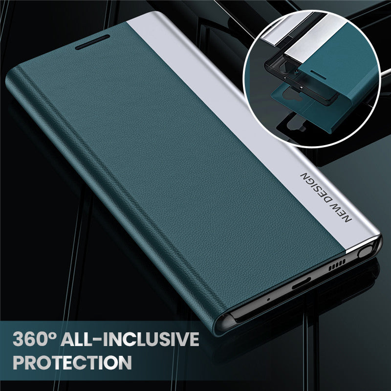 Flip Type Magnetic Side Window Leather Phone Case