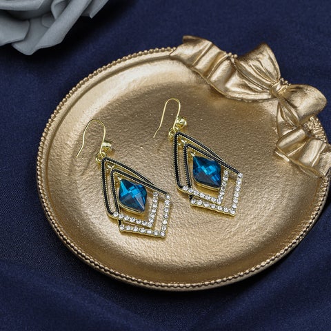 Rhombus Sapphire Earrings