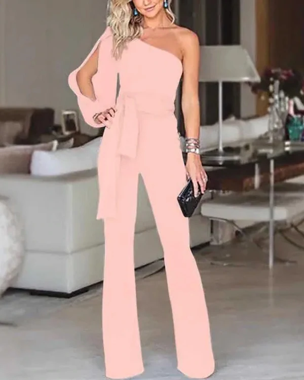 Cold One Shoulder Wide Leg Jumpsuit