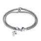 Double Layer Cross Bracelet, Stainless Steel Cross for Men