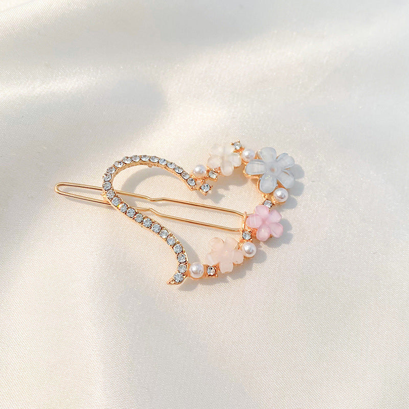 Ladies Flower Hair Clip Cute Rhinestone Decoration