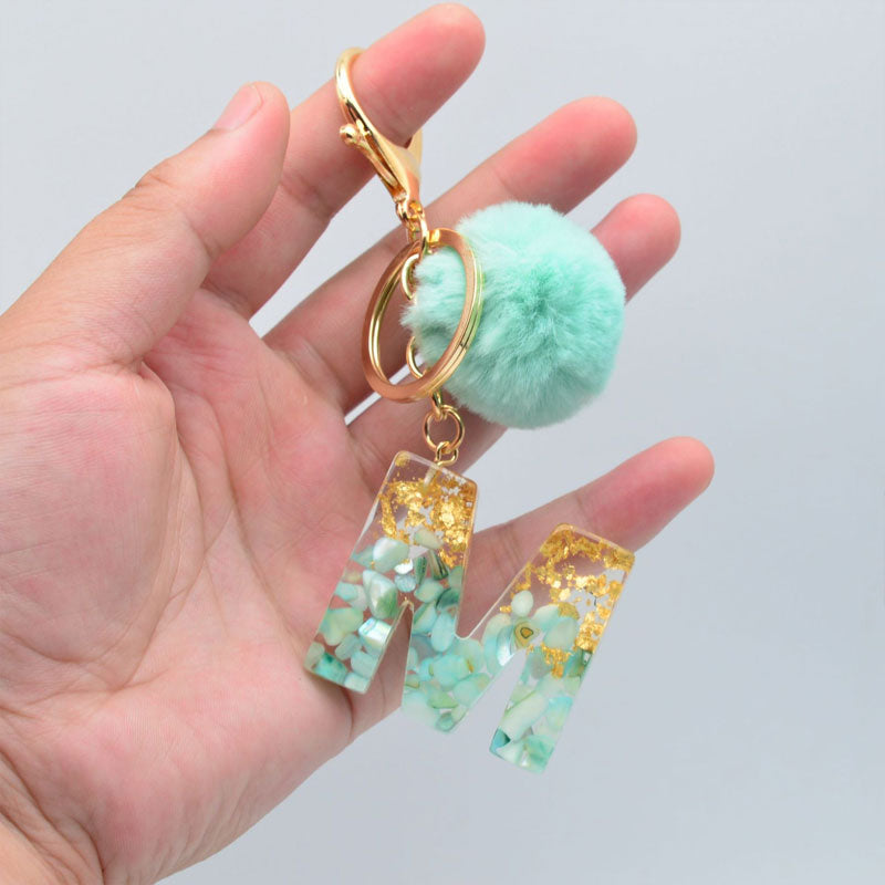 Green Shell Gold Foil Epoxy Keychain