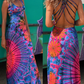Printed Tie-Back Stretch Maxi Dress