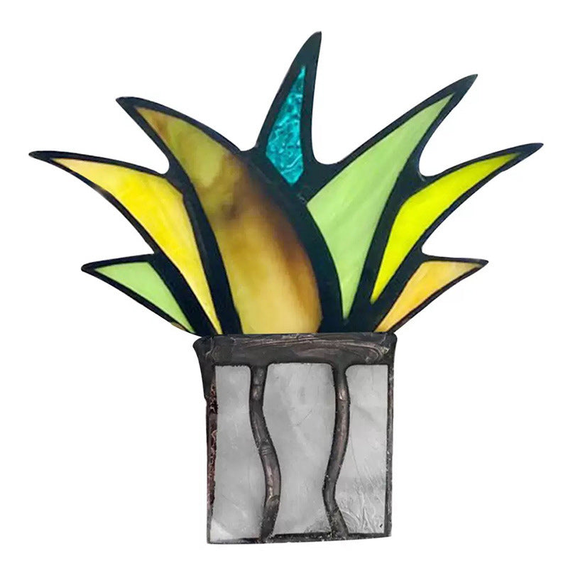 Stained Agave Plant Flower Pot Ornament