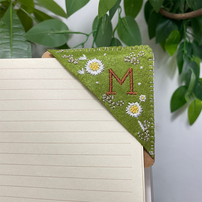 Personalized Hand Embroidered Corner Bookmark