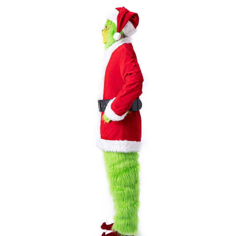 Adult Santa Grinch Costume Outfit, Faux Fur