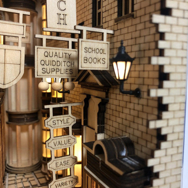 DIY Wooden Diagon Alley Bookshelf Art Bookends
