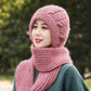 Damen Verdickter Warmer Einteiliger Hutschal/Women's thickened warm one-piece hooded scarf