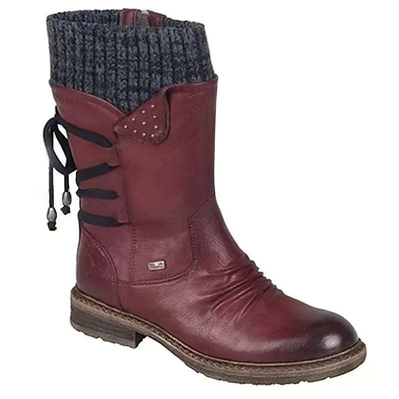 Women's winter low barrel orthotic bow support wool warm boots