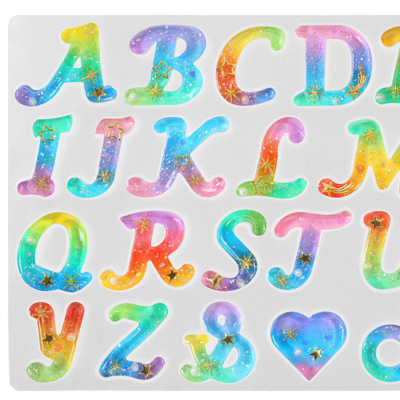 Crystal Resin Epoxy 26 Letters Keychain Mould