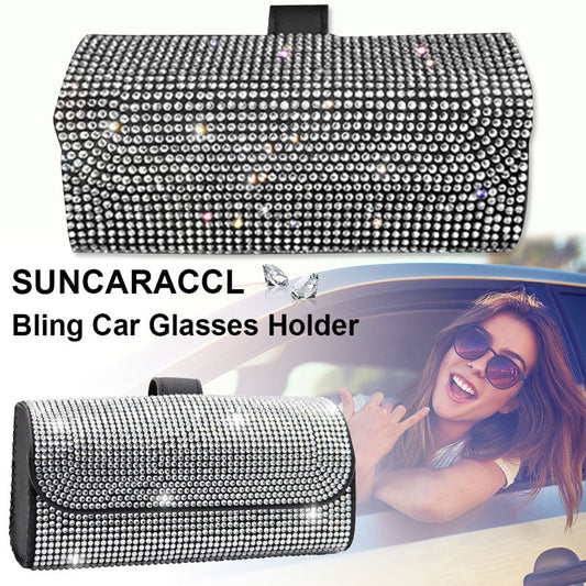 Car Sun Visor Crystals Sparkling Sunglasses Case