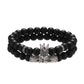 Brushed Stone Alloy Lion Head Stretch Bracelet