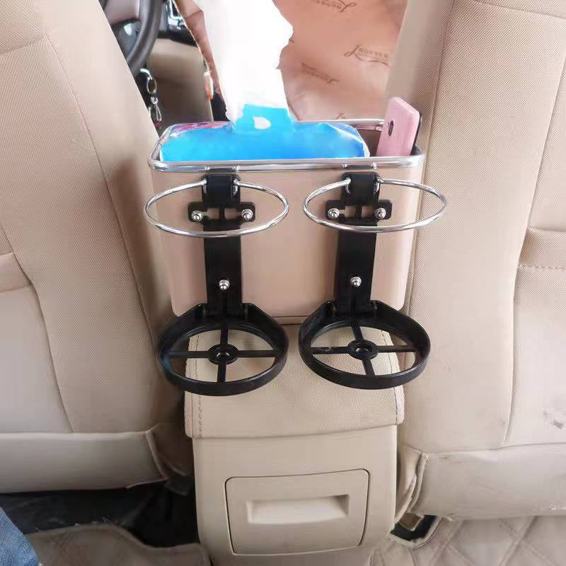 Multifunctional Car Armrest Storage Box Water Cup Holder