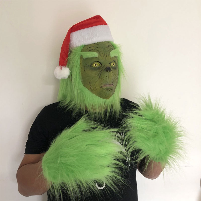 Christmas Freak Grinch Green Hairy Monster Latex Mask