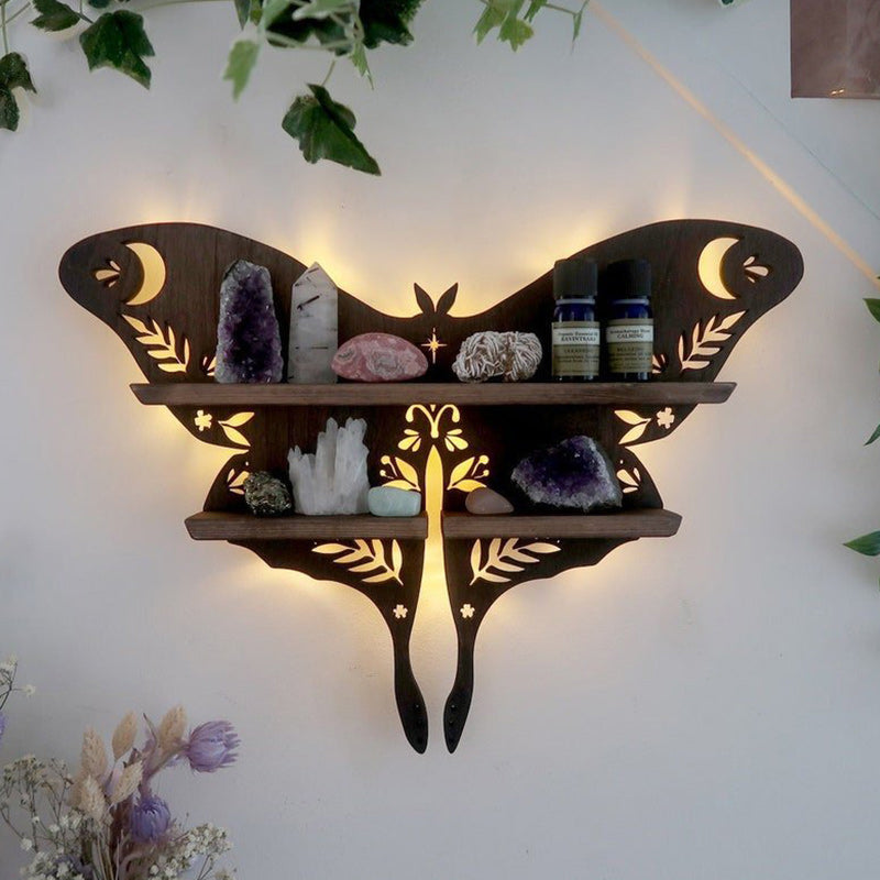 Luna Moth Lamp Crystal Shelf