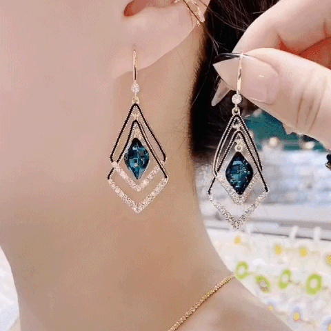 Rhombus Sapphire Earrings