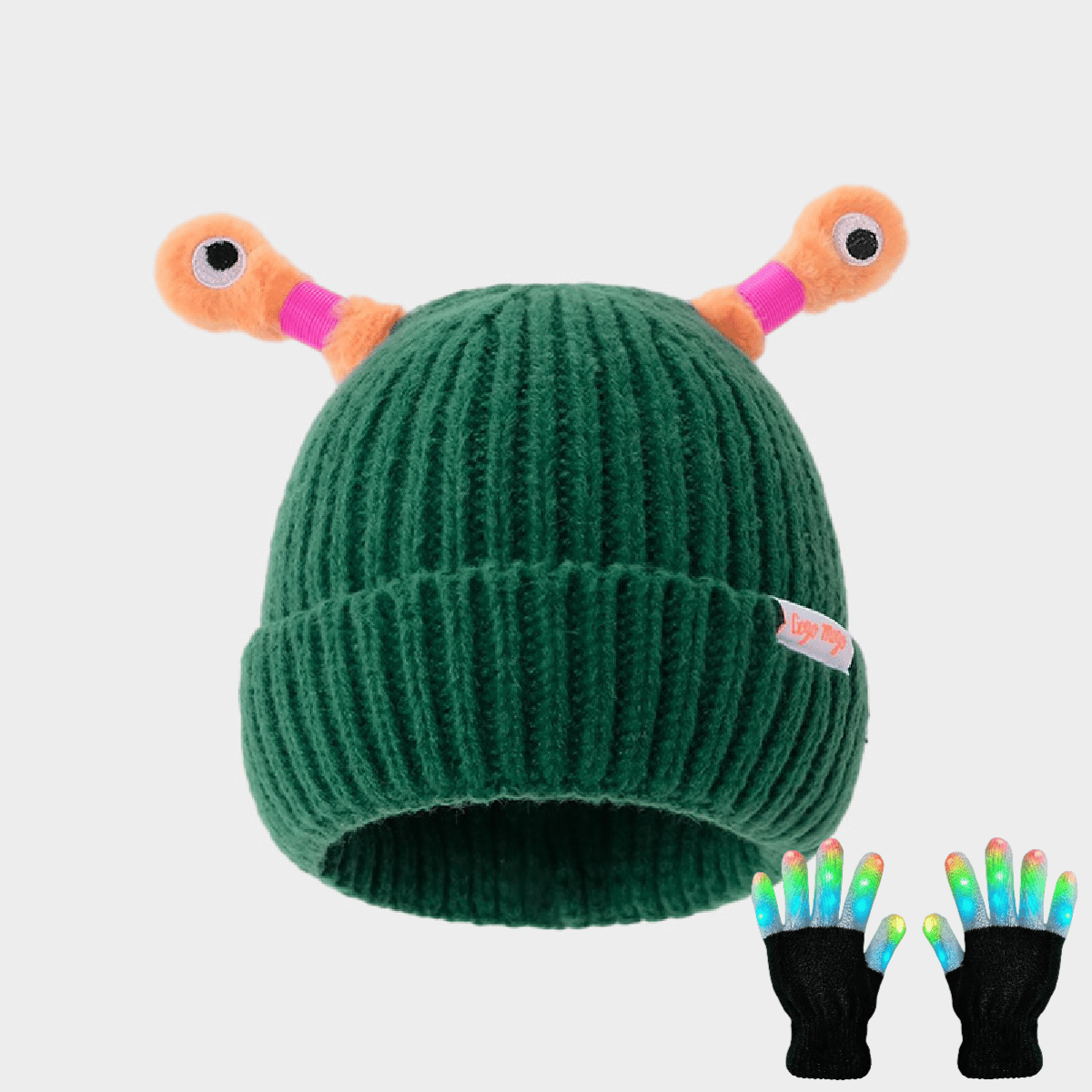 🔥Winter Parent-Child Cute Glowing Little Monster Knit Hat/Cute glowing little monster knitted hat