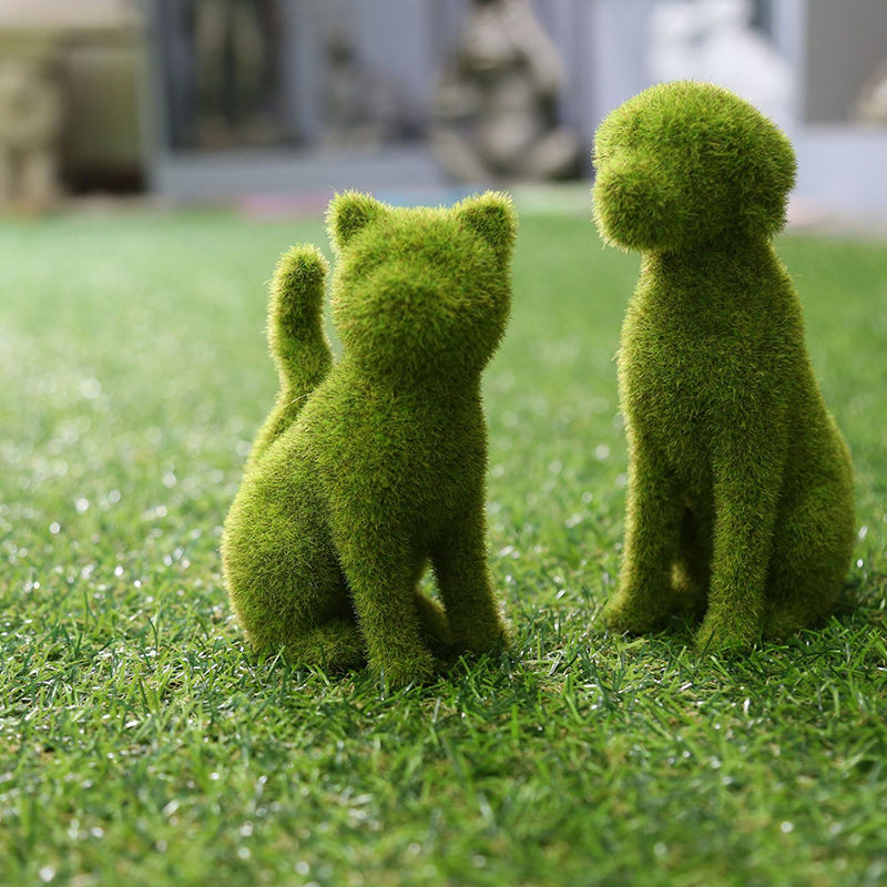 Moss Animal Statue Green Fuzzy Flocked