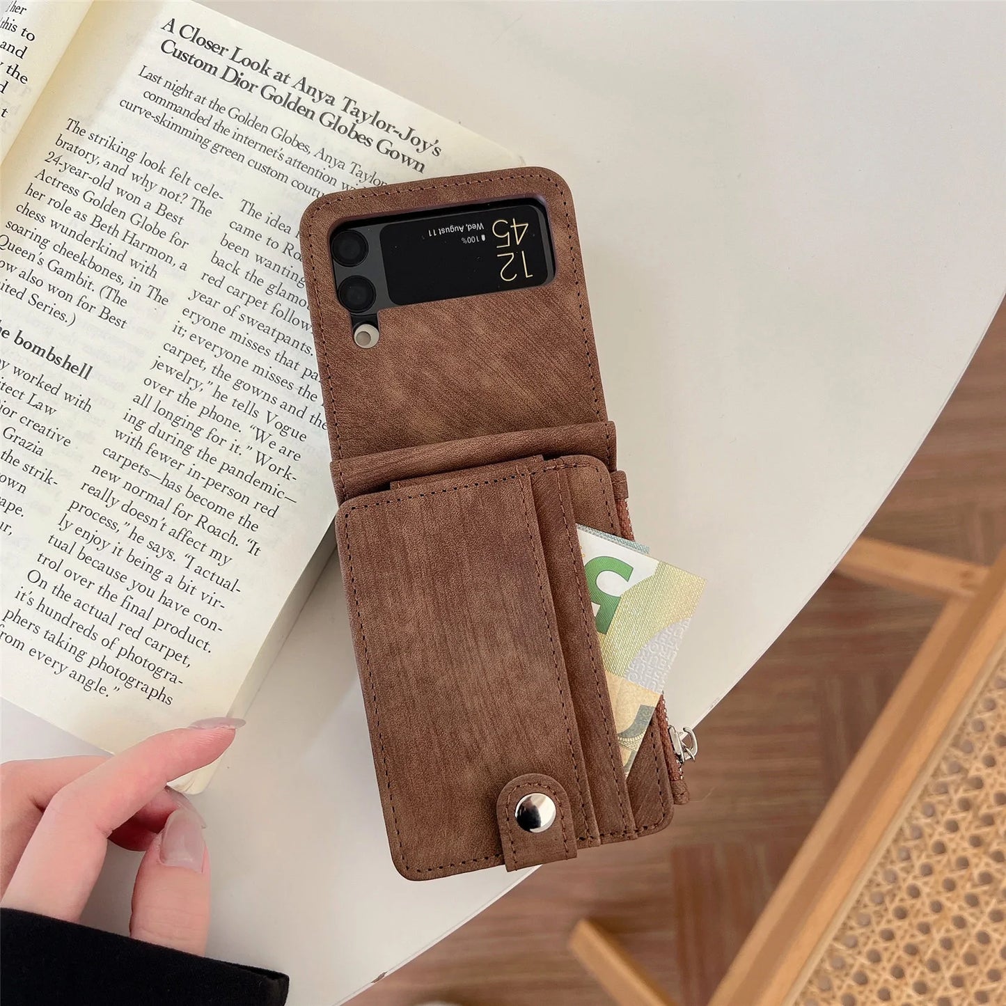 Suitable For Samsung z flip3/4 Wallet Phone Case With Card Holder