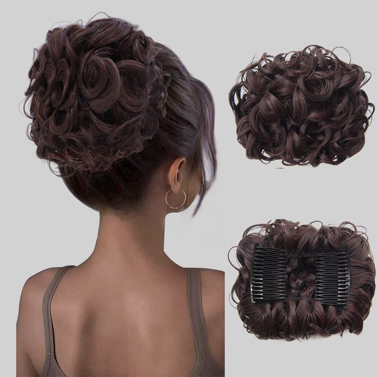 Extension De Chignon Pour Cheveux Bouclés Courts Et Désordonnés / Extension of Short and Messy Curly Hair Bun