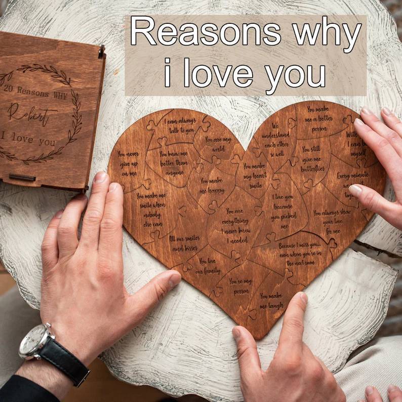 Reasons I Love You Heart Shaped Puzzle Gifts for Your Loved Ones