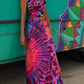 Printed Tie-Back Stretch Maxi Dress