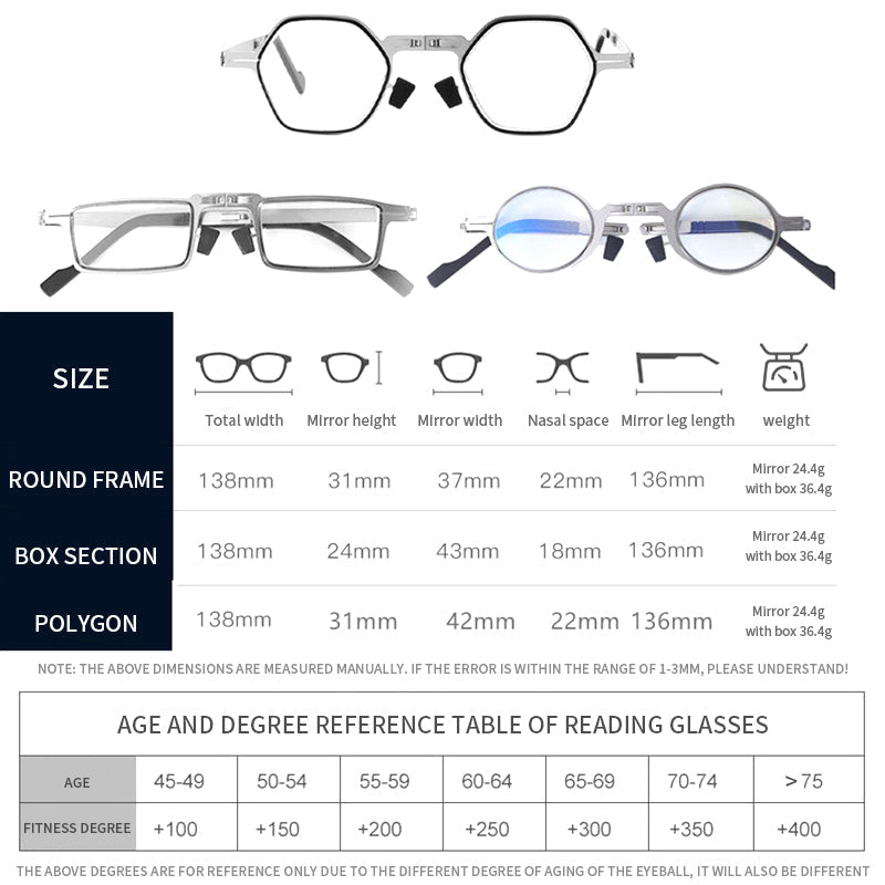 🔥2022 Hot Sell 🔥 Ultra Light Titanium Material Screwless Foldable Reading Glasses