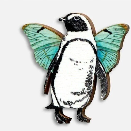 Penguin Wooden Brooch
