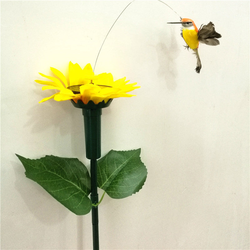 Solar Dancing Hummingbird With Sunflower