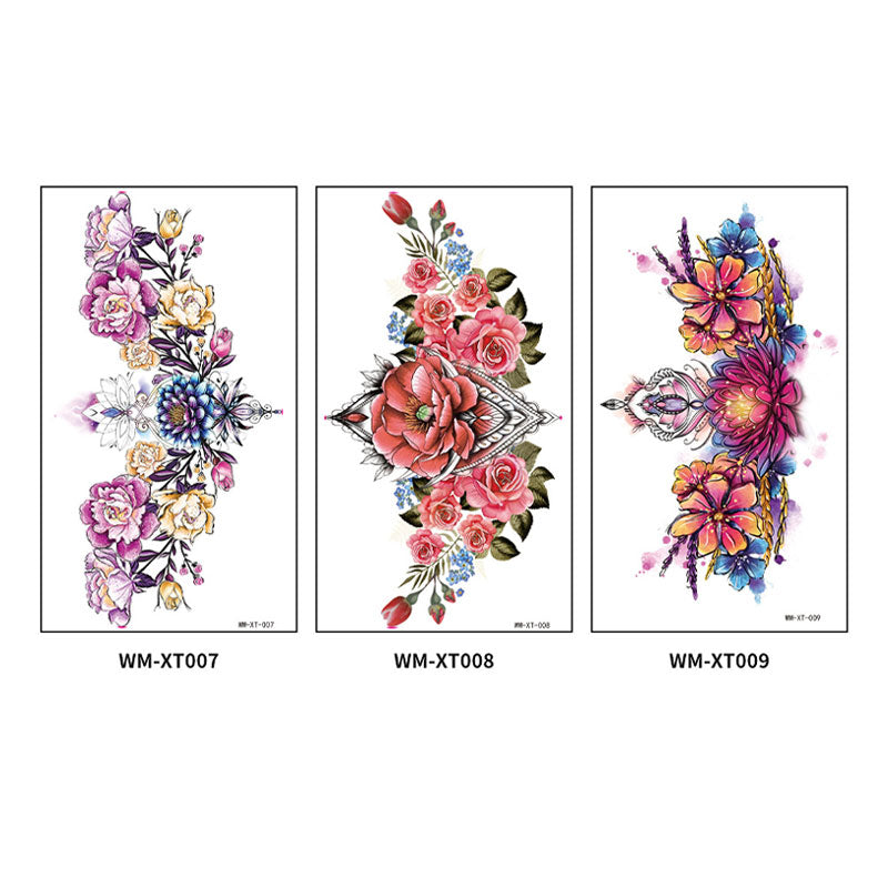 Color Wreath Clavicle Chest Flower Arm Tattoo Sticker