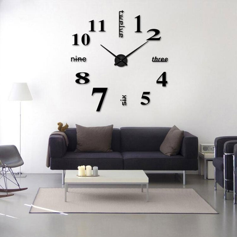 3D Frameless Large Diy Wall Clock