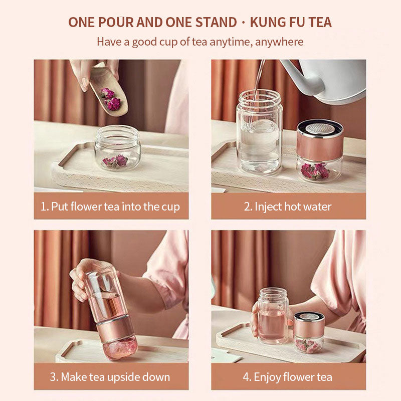 Double Wall Glass Tea Infuser Bottle