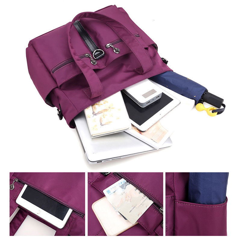 Multi-pocket canvas bag/large capacity casual nylon bag/light portable shoulder bag