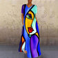 Portrait Print V-Neck Maxi Dress
