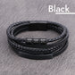 Men's Stainless Steel Leather Bracelet Multilayer Braided Cuff